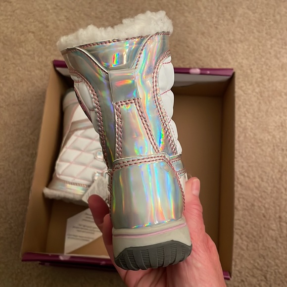Totes Kids Ernie White & Pink Boots - Girls Size 6M - Picture 5 of 14